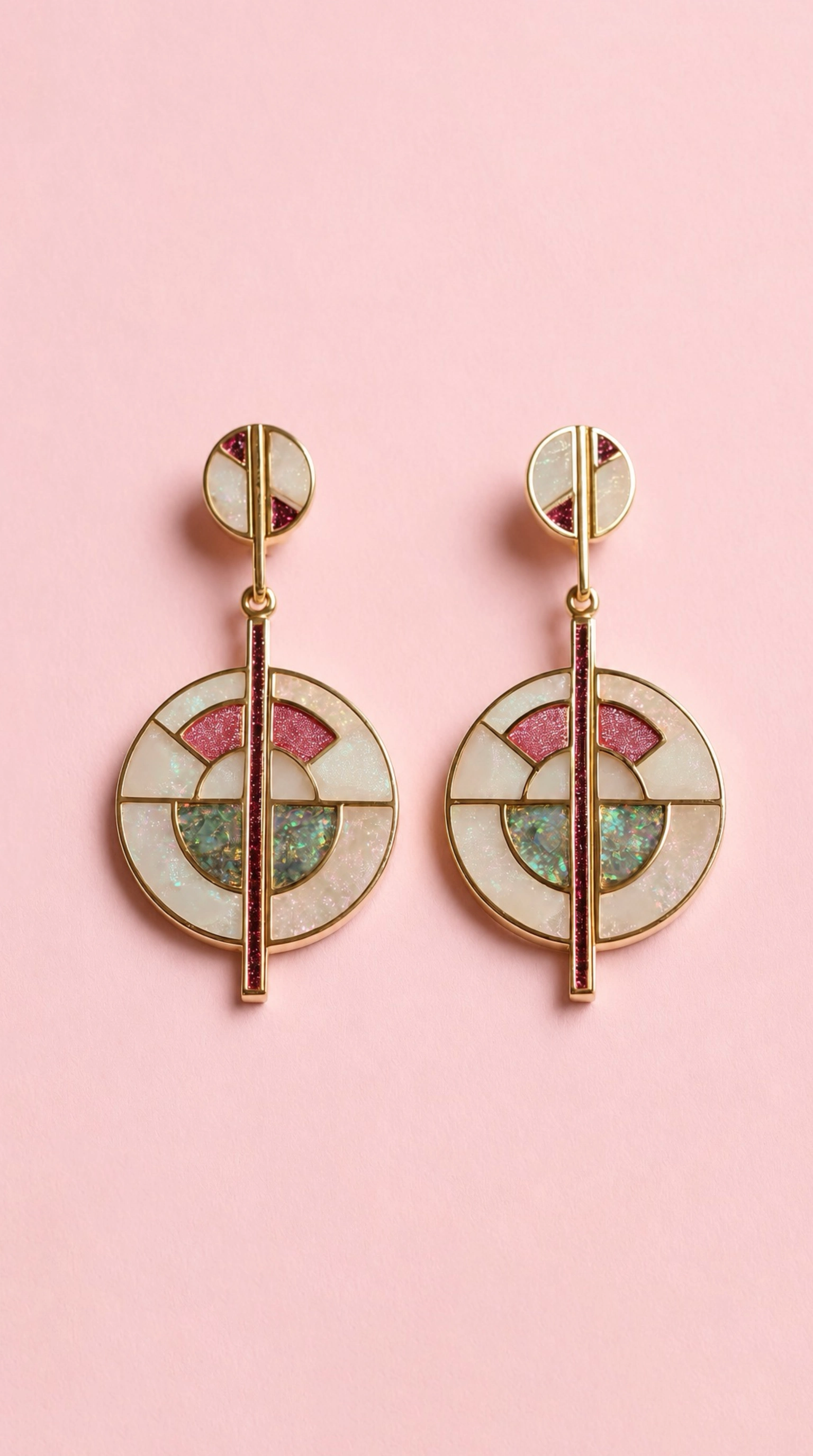 Close-up product photo of handcrafted earrings made with PhotoLotus, showing stone and metal detail