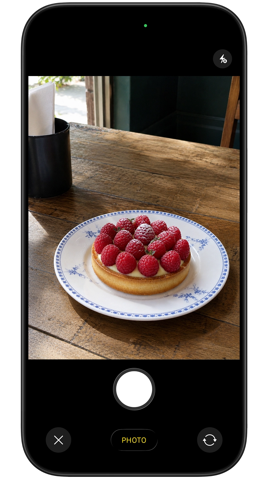 A basic photo of a raspberry tart — the raw input photo